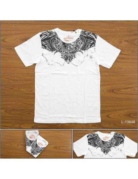 Kaos Oblong Cowok Lengan Pendek Blue Orange L-XL