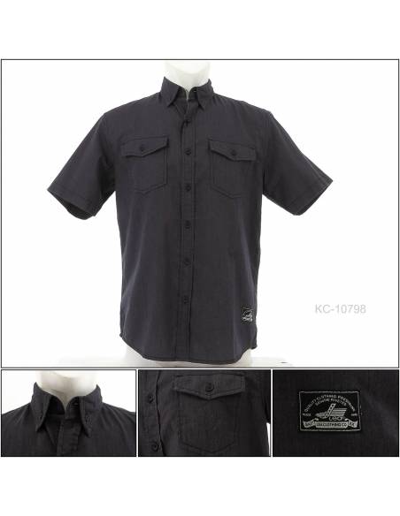 Kemeja Cowok Reguler Lengan Pendek Lea M-XL