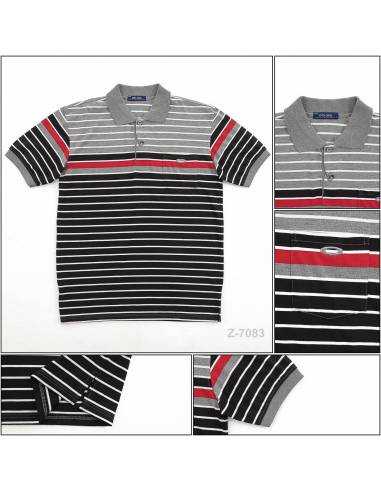 Kaos Kerah Cowok Garis Lengan Pendek Oto Ono L-XL