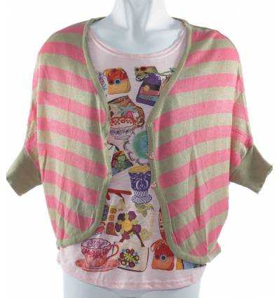 Atasan Cewek Kaos+Cardigan Satine All Size