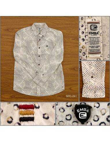 Kemeja Cowok Casual Lengan Panjang Reguler Emba...