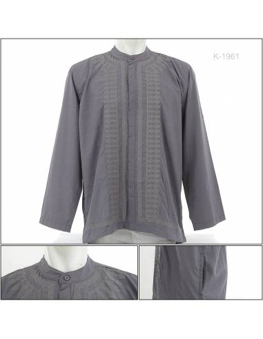 Kemeja Muslim Cowok Lengan Panjang Abu-abu...