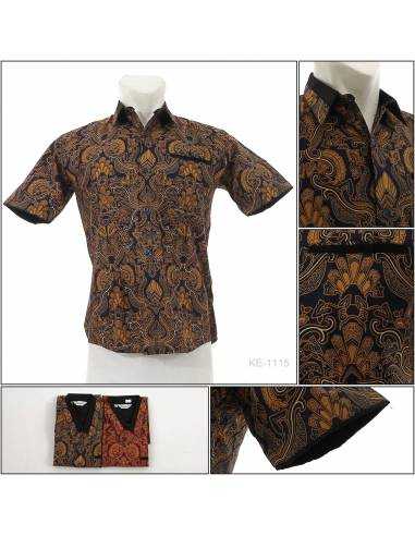 Kemeja Batik Cowok Slim Fit Lengan Pendek...