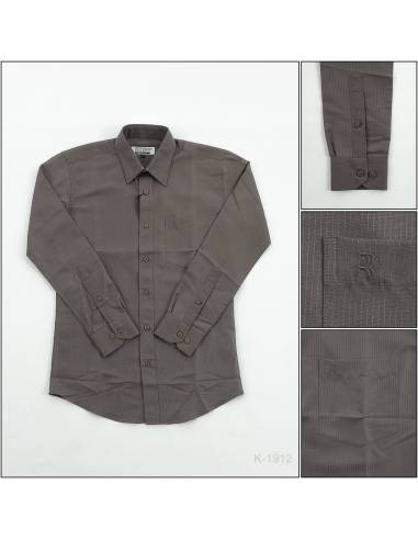 Kemeja Formal Cowok Slim Fit Salur Lengan...