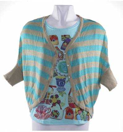 Atasan Cewek Kaos+Cardigan Satine All Size