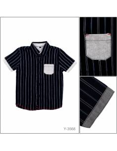 Kemeja Anak Cowok Salur Lengan Pendek Lakoi 4-5