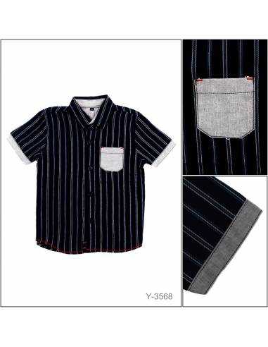 Kemeja Anak Cowok Salur Lengan Pendek Lakoi 4-5