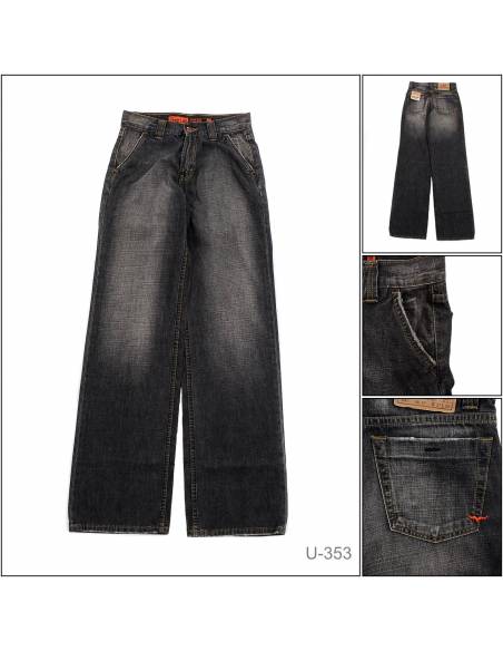 Celana Jeans Panjang Cowok Abu Tua Lea 27-36