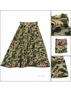 Rok Klok Panjang/Long Skirt Motif Army Wanda All Size