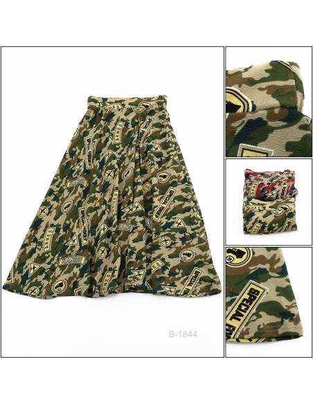 Rok Klok Panjang/Long Skirt Motif Army Wanda All Size