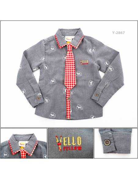 Kemeja Anak Cowok Motif Lengan Panjang Yello Fellow 1-2