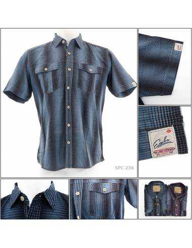 Kemeja Cowok Casual Lengan Pendek Reguler Emba...