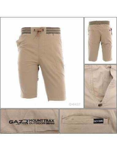 Celana Pendek Cowok Rib Kolor Coklat Muda Gazr...