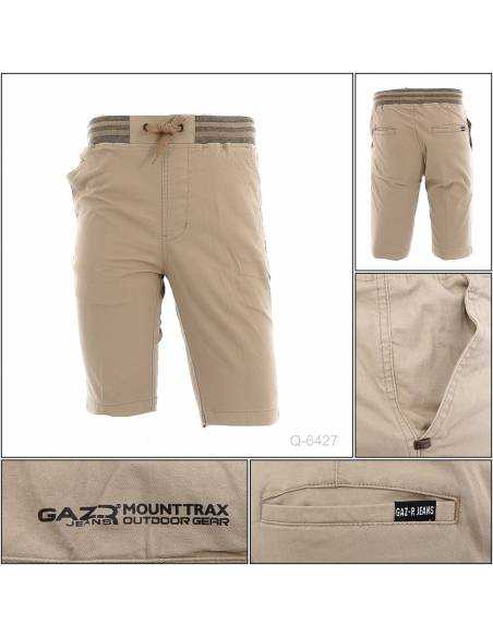 Celana Pendek Cowok Rib Kolor Coklat Muda Gazr 2XL-3XL