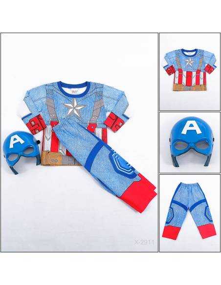 Setelan Kaos Anak Cowok+Topeng Lengan Panjang Design Toon 4-6