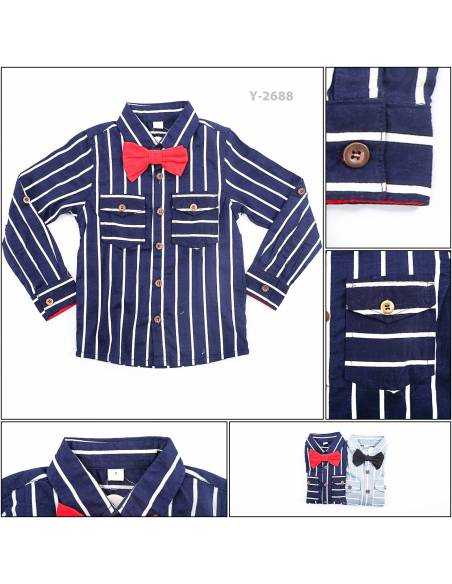 Kemeja Anak Cowok Lengan Panjang Xiaozhuminu 2-3