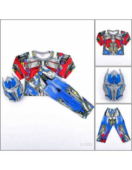 Setelan Kaos Anak Cowok+Topeng Lengan Panjang Design Toon 8