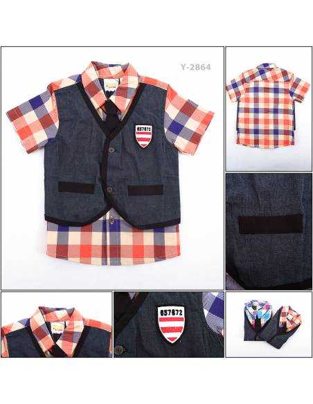 Kemeja Anak Cowok Lengan Pendek Yellow Fellow 1-2