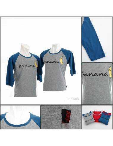 Kaos Oblong Reglan Couple Lengan Pendek 3/4 Cas...