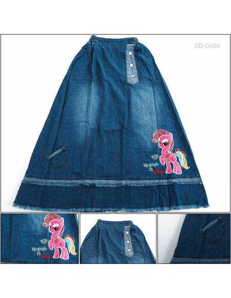 Rok Panjang Jeans Anak Cewek Viely 22-24