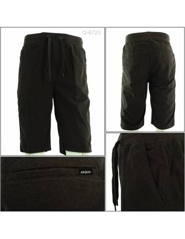 Celana Pendek Cowok Rib Kolor Hijau Tua Arvada...