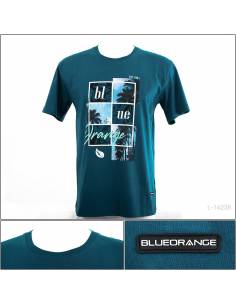 Kaos Oblong Cowok Lengan Pendek Blue Orange M-XL