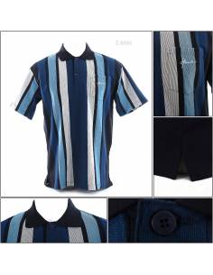 Kaos Kerah Cowok Garis Lengan Pendek Hasenda M-XL