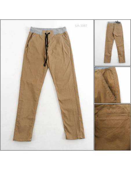Celana Panjang Katun Slim Fit Cowok Rib Kolor YM 28-32