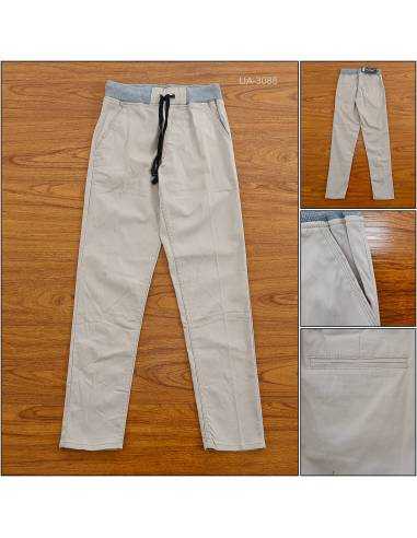 Celana Panjang Katun Slim Fit Cowok Rib Kolor...
