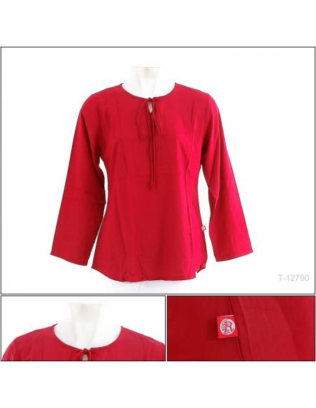 Atasan Blus Cewek Polos Lengan Panjang Red Up M-2XL