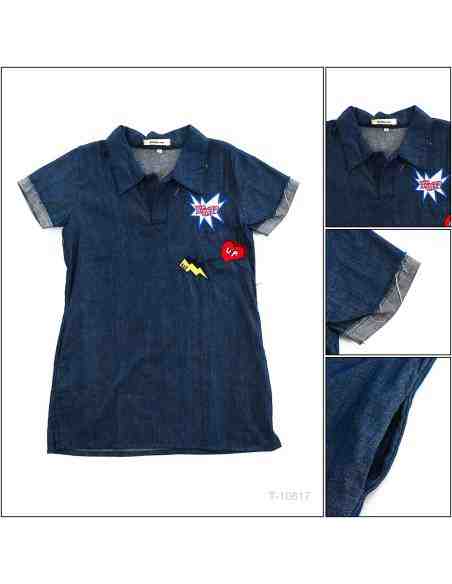 Atasan Jeans Cewek Lengan Pendek Zouna S-XL