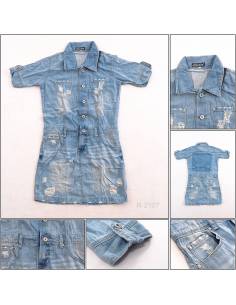 Dress Jeans Cewek Lengan Pendek Penza S-XL