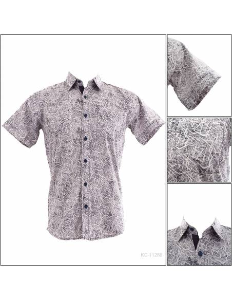 Kemeja Cowok Slim Fit Lengan Pendek Muscle Fit M-XL