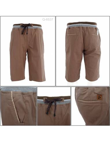 Celana Pendek Cowok Rib Kolor Coklat Tua Top...