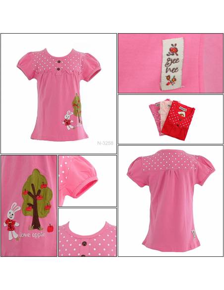 T-shirt/Kaos Oblong Anak Cewek Lengan Pendek Geenee 4-6