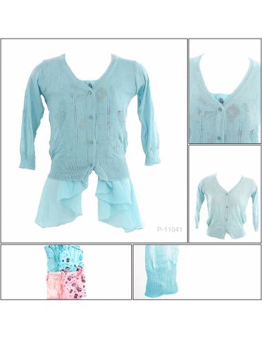 Atasan Kaos+Cardigan Cewek Lengan Panjang 7/8...