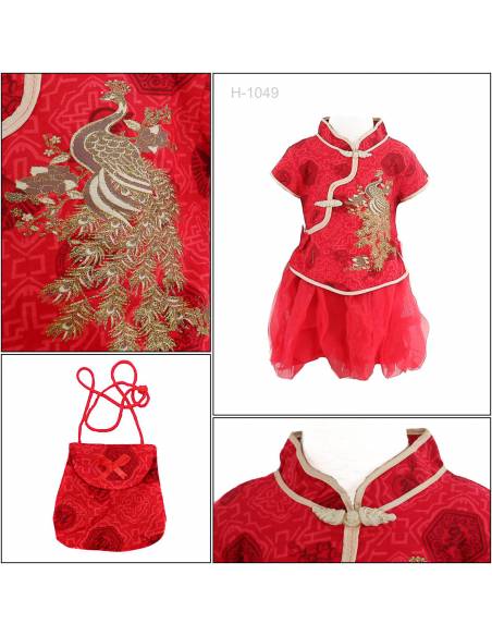 Setelan 2 in 1 Jibao Rok + Tas Anak Cewek/Chinese Clothes Miauwli 1-3