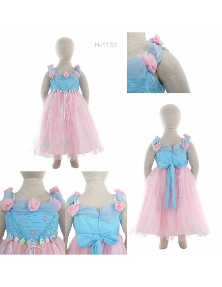 Dress Anak Cewek/Clothes Party Dress Merah Muda Little Bird 2-3