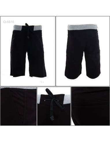 Celana Pendek Cowok Rib Kolor Hitam YM 33-36