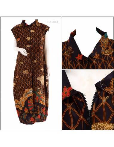 Outer Panjang Cewek Tanpa Lengan Batik M-2XL