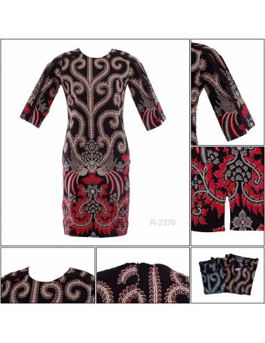 Mini Dress Cewek Lengan 3/4 Bul Beri L