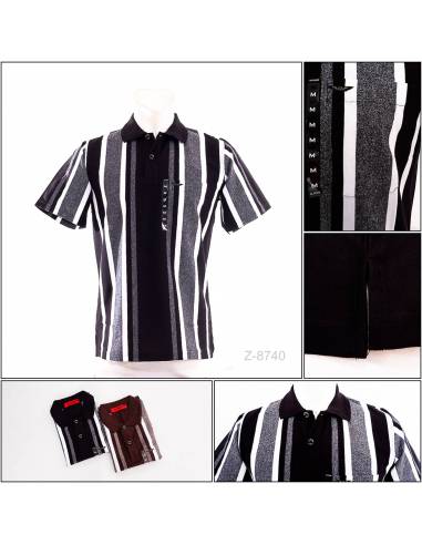 Kaos Kerah Cowok Garis Lengan Pendek Silomide M-XL