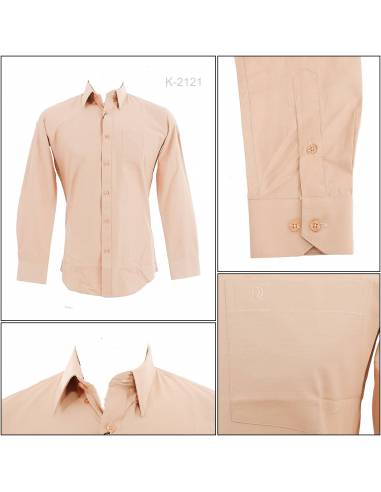 Kemeja Formal Cowok Lengan Panjang Coklat Muda...