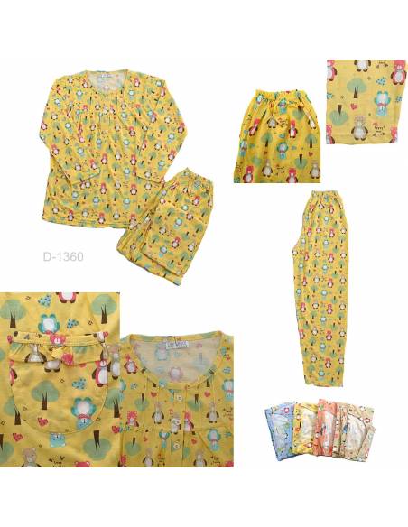 Setelan/One Set Baju Tidur/Night Gown Cewek Lengan Panjang Lily White All Size