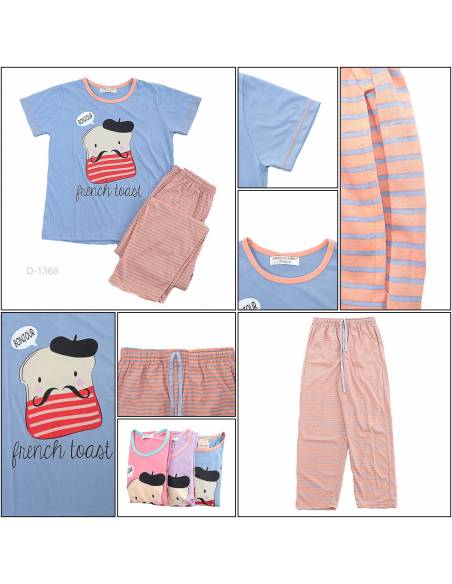 Setelan/One Set Baju Tidur/Night Gown Cewek Lengan Pendek Anne Claire All Size