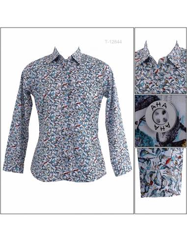 Atasan Blus Cewek Motif Lengan Panjang AHA M-XL