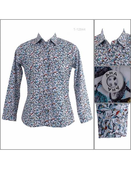 Atasan Blus Cewek Motif Lengan Panjang AHA M-XL