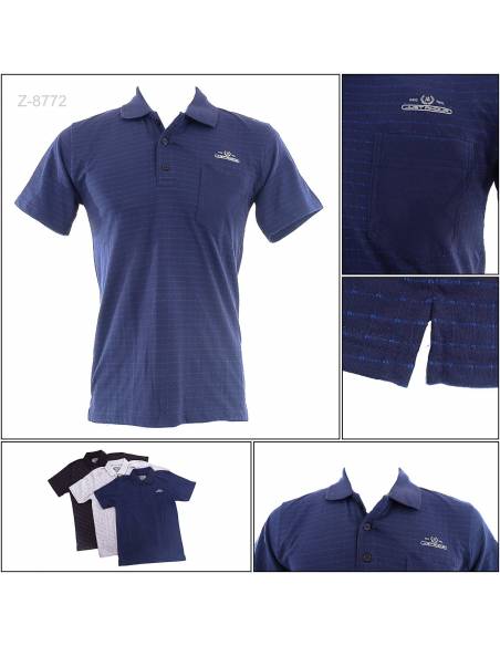 Kaos Kerah Cowok Salur Lengan Pendek Just Amour M-XL