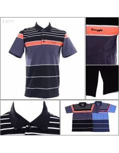 Kaos Kerah Cowok Garis Lengan Pendek Strunggle M-L