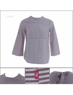 Atasan Blus Cewek Salur Lengan Panjang Cardinal S-2XL